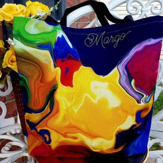 Een uitbarsting van geel geluk grafisch ontwerp tote bag