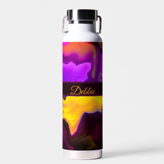 Een uitbarsting van Paarse en geel Waterfles (Voorkant)