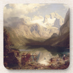 Een uitgebreid Alpienmeer Landschap, 1862 (olie op Drankjes Onderzetter