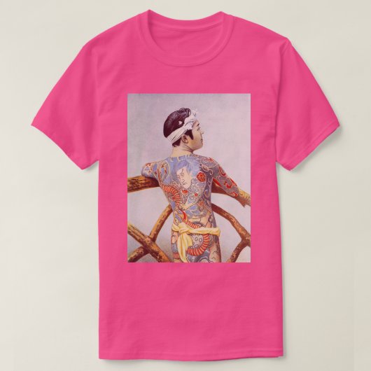 Een uitgebreid getatoeëerd Japans Man T-shirt (Design voorkant)
