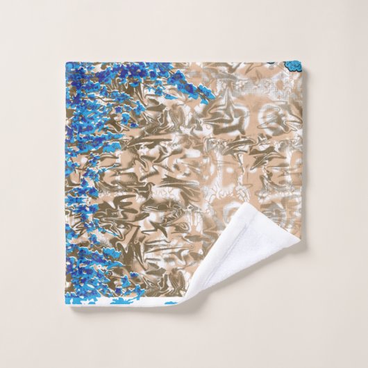 Een uitgebreid paisley patroon in blauw en bruin,  bad handdoek (Wasdoekje)