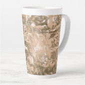 Een uitgebreid paisley patroon in blauw en bruin, latte mok (Rechterhoek)