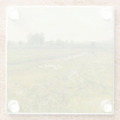 Een uitgestrekt weidelandschap met ganzen glazen onderzetter (Achterkant)