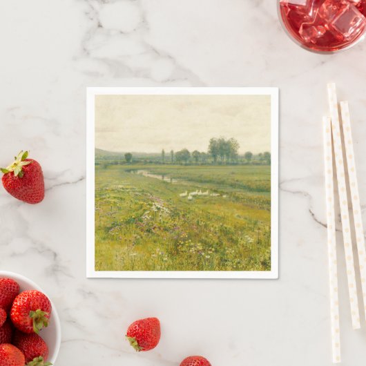 Een uitgestrekt weidelandschap met ganzen servet (Insitu)