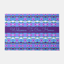 Een uitnodigende blauwe en Paarse Patroon Deurmat