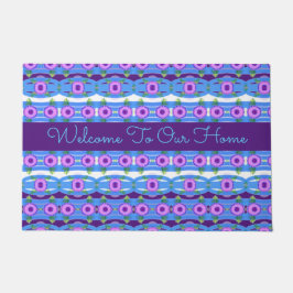 Een uitnodigende blauwe en Paarse Patroon Deurmat
