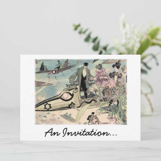 Een uitnodiging (futuristische druk van de 19e eeu (Staand voorkant)