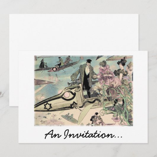 Een uitnodiging (futuristische druk van de 19e eeu (Voorkant / Achterkant)