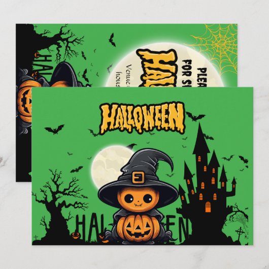 Een uitnodiging met Halloween-thema (Voorkant / Achterkant)