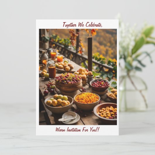 Een uitnodiging om samen vreugdevolle maaltijden t (Staand voorkant)