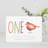 Een uitnodiging van de eerste verjaardag van Birdi (Staand voorkant)