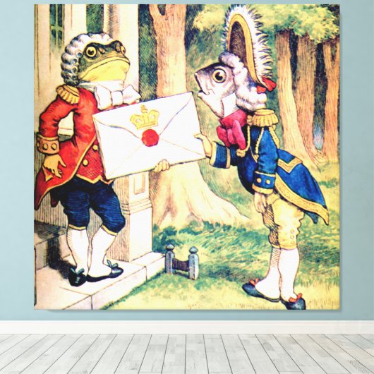 Een uitnodiging van de koningin van harten canvas afdruk (Insitu (Houten vloer))