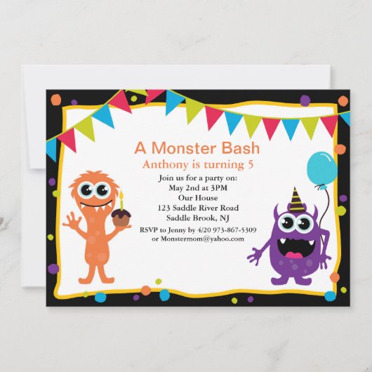 Een uitnodiging van een Monster Bash (Voorkant)