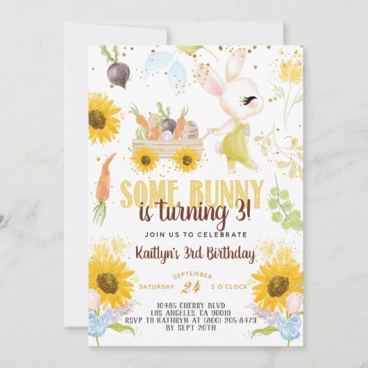 Een uitnodiging voor 'Bunny Easter Birthday' (Voorkant)