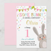 Een uitnodiging voor 'Bunny Easter Spring Birthday (Voorkant / Achterkant)
