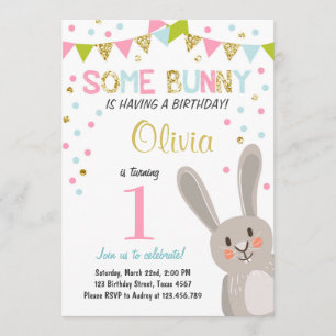 Een uitnodiging voor 'Bunny Easter Spring Birthday
