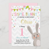Een uitnodiging voor 'Bunny Easter Spring Birthday (Voorkant / Achterkant)