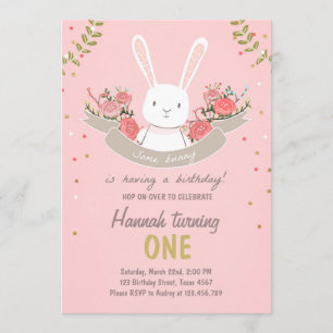 Een uitnodiging voor 'Bunny Easter Spring Birthday
