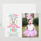 Een uitnodiging voor 'Bunny Easter Spring Birthday (Voorkant / Achterkant)