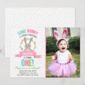 Een uitnodiging voor 'Bunny Easter Spring Birthday (Voorkant / Achterkant)