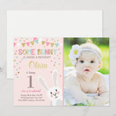 Een uitnodiging voor 'Bunny Easter Spring Birthday (Voorkant / Achterkant)