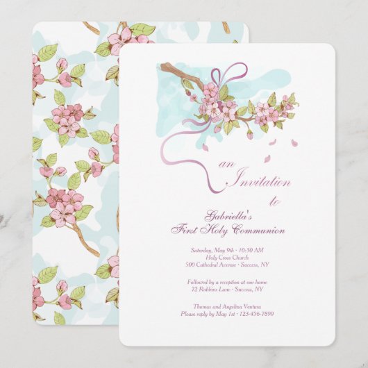 Een uitnodiging voor de Eerste Heilige Communie (Voorkant / Achterkant)