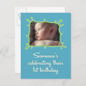 Een uitnodiging voor de eerste verjaardag (Voorkant / Achterkant)