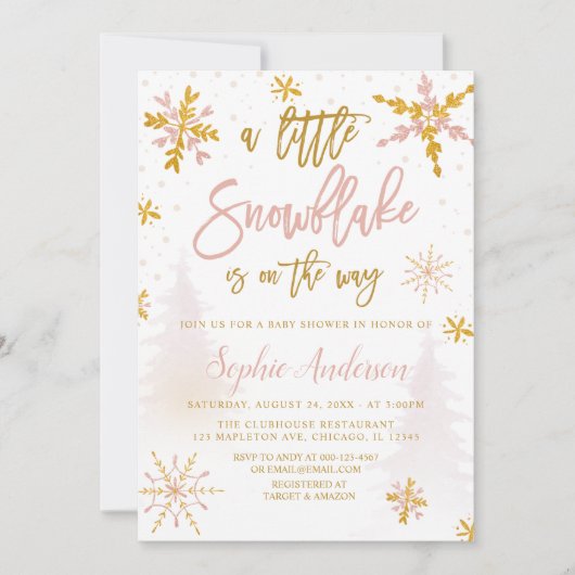 Een uitnodiging voor een Baby shower in de winter (Voorkant)