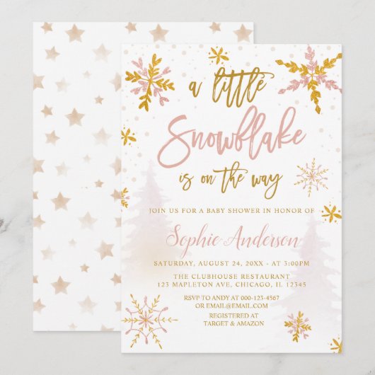 Een uitnodiging voor een Baby shower in de winter (Voorkant / Achterkant)