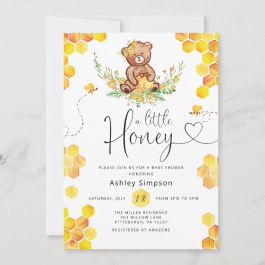 Een uitnodiging voor een baby shower met een klein (Voorkant)