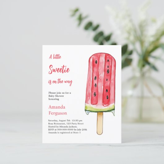 Een uitnodiging voor een Baby Shower met een klein (Staand voorkant)