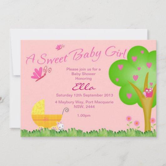 Een uitnodiging voor een Baby shower van Sweet Bab (Voorkant)