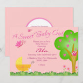 Een uitnodiging voor een Baby shower van Sweet Bab (Voorkant / Achterkant)