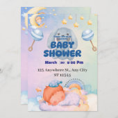 Een uitnodiging voor een baby shower vol blijdscha (Voorkant / Achterkant)