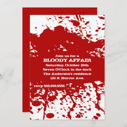 Een uitnodiging voor een "Bloody Affair Halloween" (Voorkant / Achterkant)