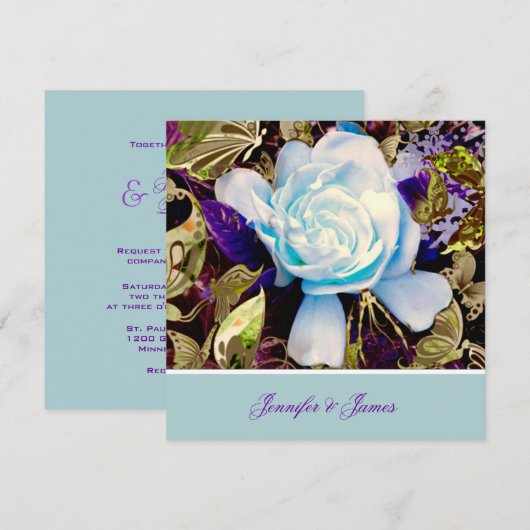 Een uitnodiging voor een Blue Gardenia Wedding (Voorkant / Achterkant)