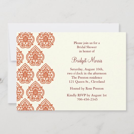 Een  uitnodiging voor een bridal-douche (Voorkant)