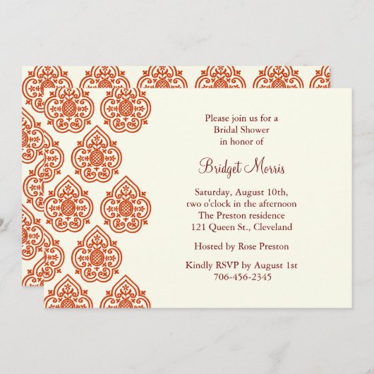 Een  uitnodiging voor een bridal-douche (Voorkant / Achterkant)