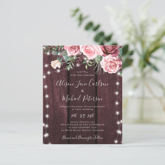 Een uitnodiging voor een bruiloft met een brute br (Staand voorkant)