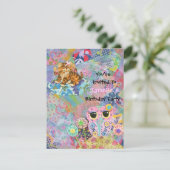 Een uitnodiging voor een 'Fabric Wonderland Birthd (Staand voorkant)