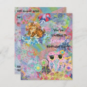 Een uitnodiging voor een 'Fabric Wonderland Birthd (Voorkant / Achterkant)