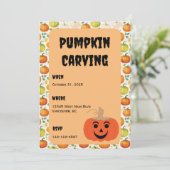 Een uitnodiging voor een Halloween Pumpkin Carving (Staand voorkant)