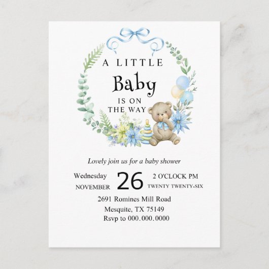 Een uitnodiging voor een klein baby shower (Voorkant)