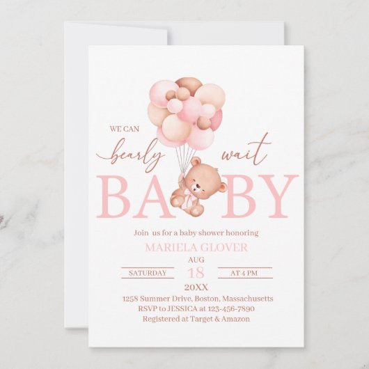 Een uitnodiging voor een klein baby shower (Voorkant)