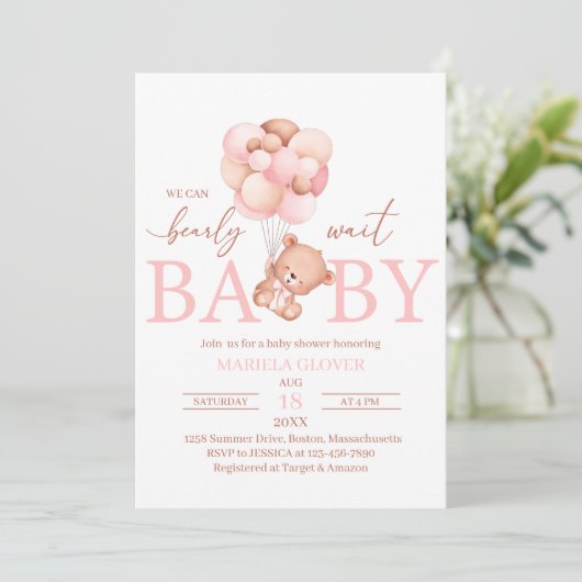 Een uitnodiging voor een klein baby shower (Staand voorkant)