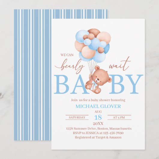Een uitnodiging voor een klein baby shower (Voorkant / Achterkant)