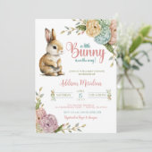 Een uitnodiging voor een klein Bunny Easter Baby s (Staand voorkant)