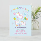 Een uitnodiging voor een Magische Unicorn Birthday (Staand voorkant)