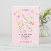 Een uitnodiging voor een Magische Unicorn Birthday (Staand voorkant)