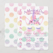 Een uitnodiging voor een Magische Unicorn Birthday (Voorkant / Achterkant)